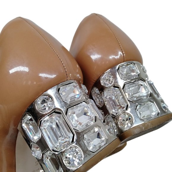 Miu Miu Patent Leather Open Toe embellished Caramel Pumps Size 35 (US Size 4.5) - Picture 6 of 13